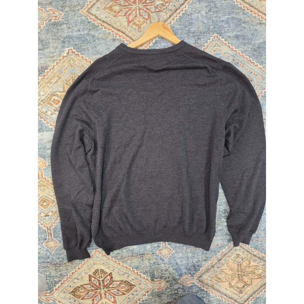 Brooks Brothers Mens Sweater Lot XL Merino Wool V Neck Red Gray Pullover - Picture 8 of 9